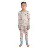 Light blue long sleeves nativity kids boys Christmas pajamas