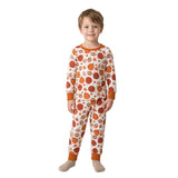 Long sleeves pumpkin football kids pajamas set