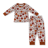 Long sleeves pumpkin football kids pajamas set