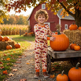 Long sleeves pumpkin truck kids pajamas set