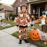 Long sleeves boo ghost pumpkin kids Halloween hoodie set