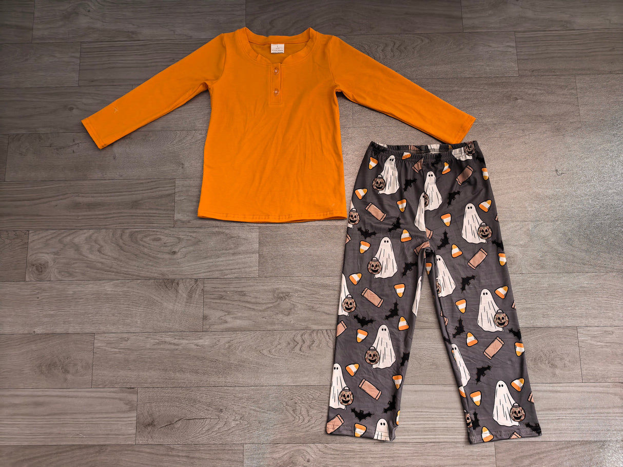 Cotton top ghost candy corn pants boys Halloween set