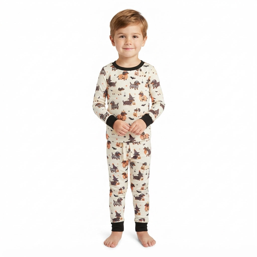 Pumpkin dog top pants Halloween boys pajamas