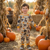 Long sleeves deer duck turkey pumpkin boy fall pajamas