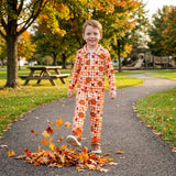Plaid pumpkin leaves pullover pants kids boys fall outfits