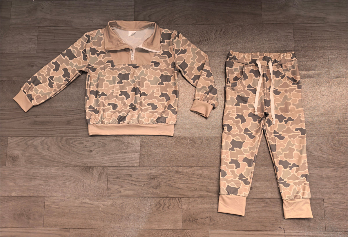 Light camo zipper pullover pants boys outfits