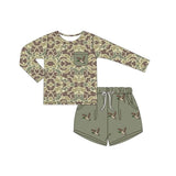 Camo long sleeves duck pocket top shorts boys clothes