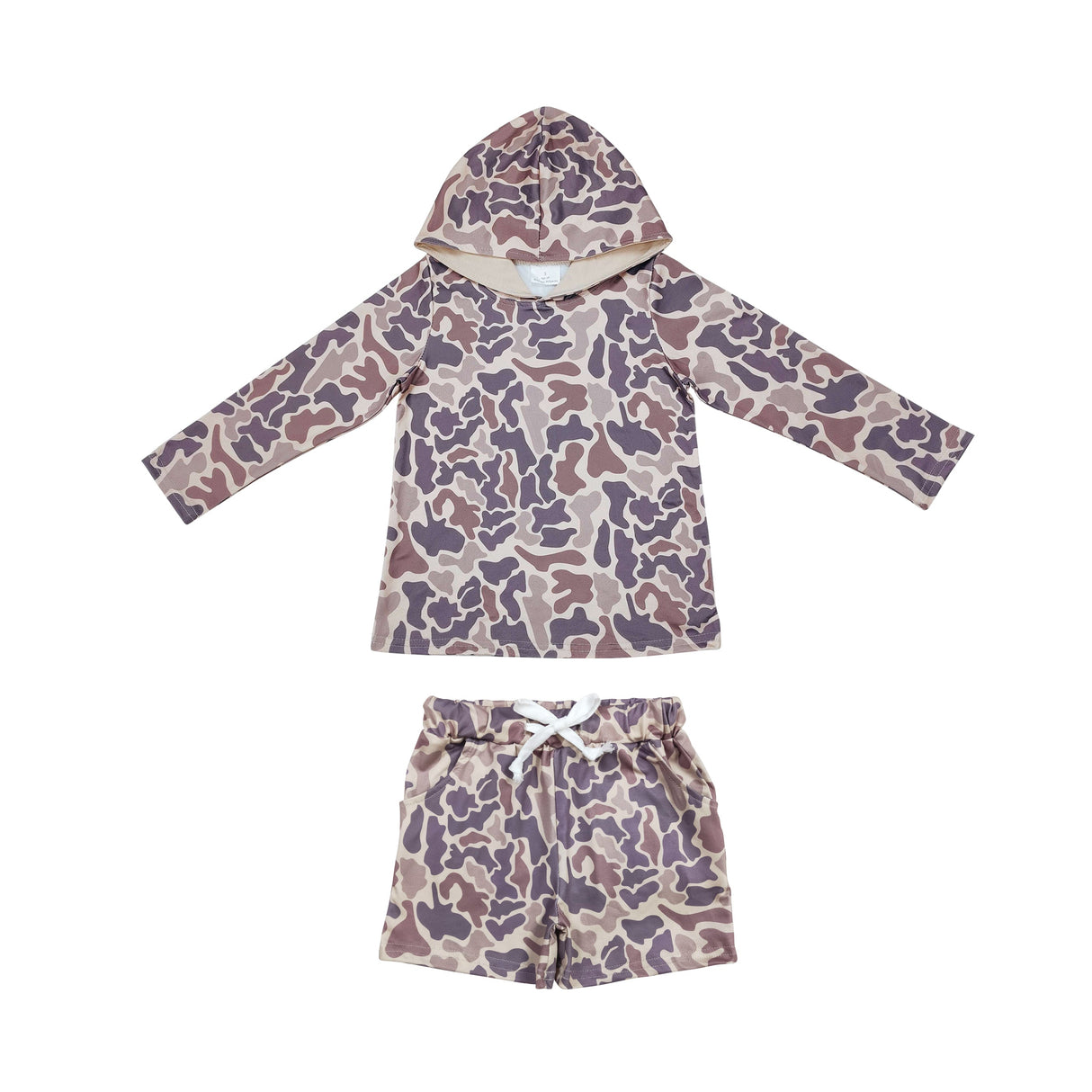 Khaki camo hoodie shorts kids boys clothing set