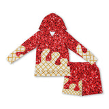 Red ice cream sprinkle hoodie shorts kids boys clothing