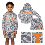 Long sleeves grey camo orange T hoodie shorts boys team outfits