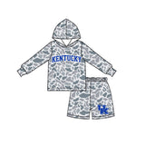 Long sleeves grey camo U K hoodie shorts boys team outfits