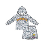Long sleeves grey camo hoodie tiger shorts boys team outfits