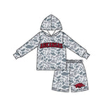 Long sleeves grey camo hoodie hog shorts boys team outfits
