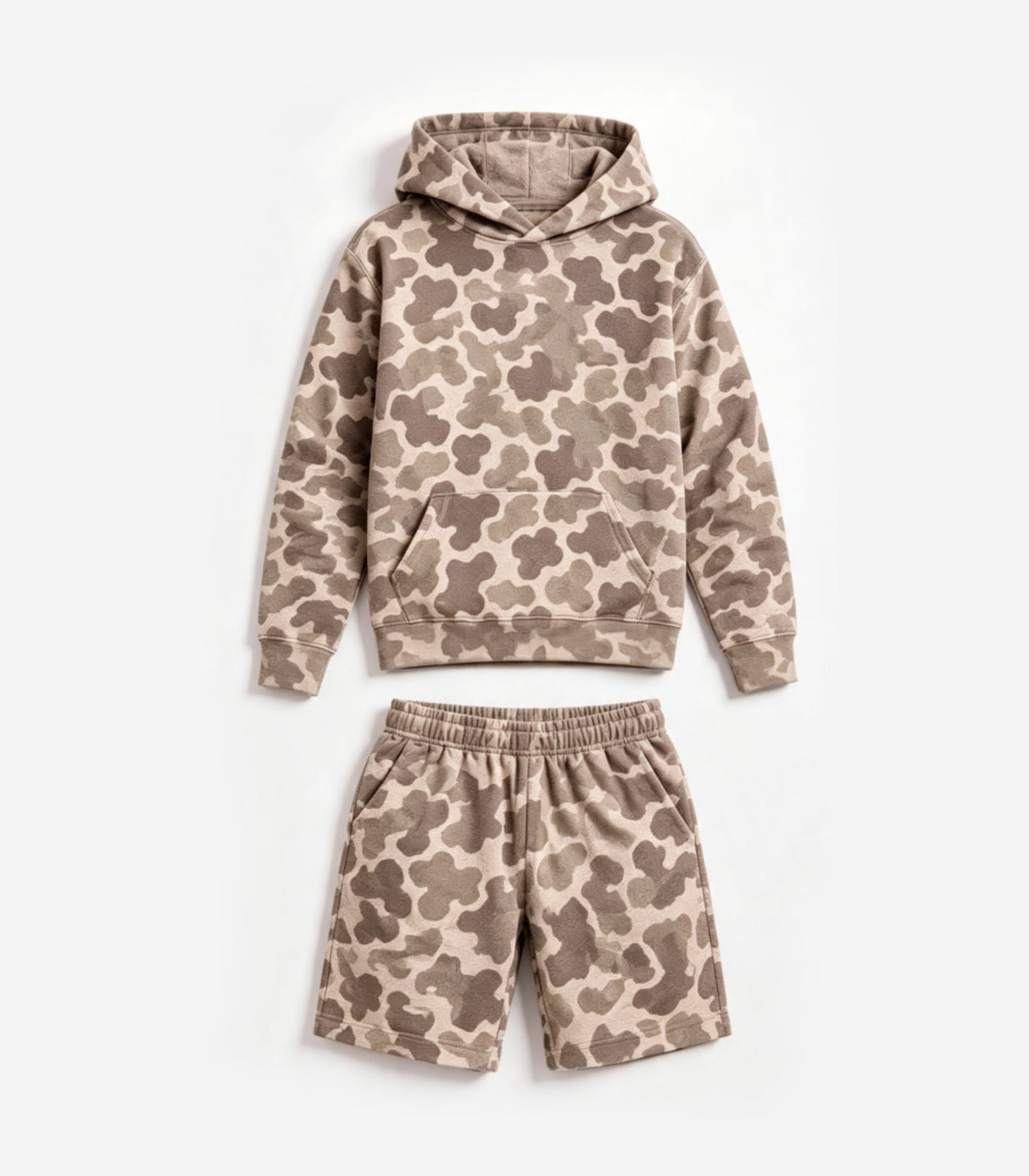 Long sleeves khaki camo hoodie shorts kids boys outfit