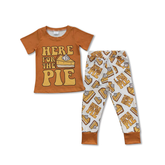 Here for the pie shirt pants kids boy Thanksgiving outfits