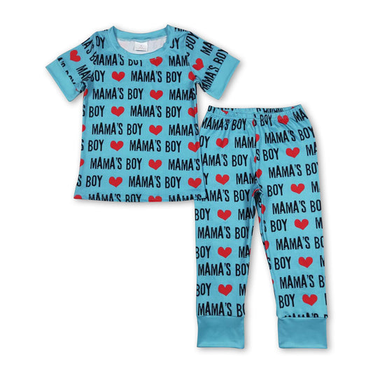 Mama's boy heart short sleeves valentine's pajamas