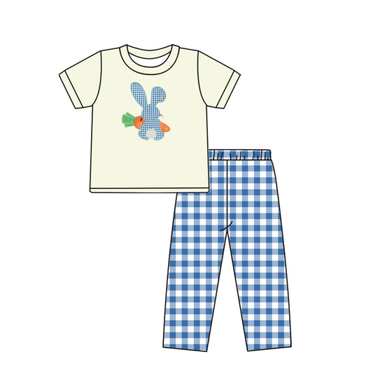 Rabbit carrot top blue pants boy easter clothing