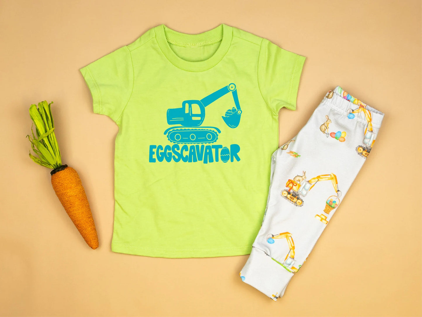 Eggscavator top pants kids boy easter outfits