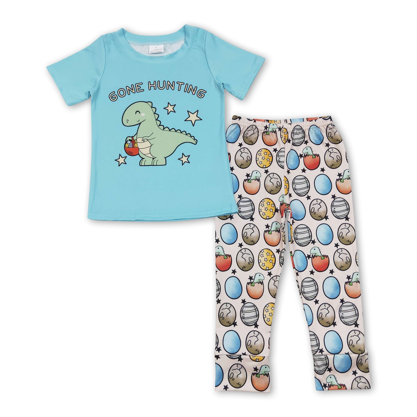 Gone hunting eggs dinosaur boy easter clothes