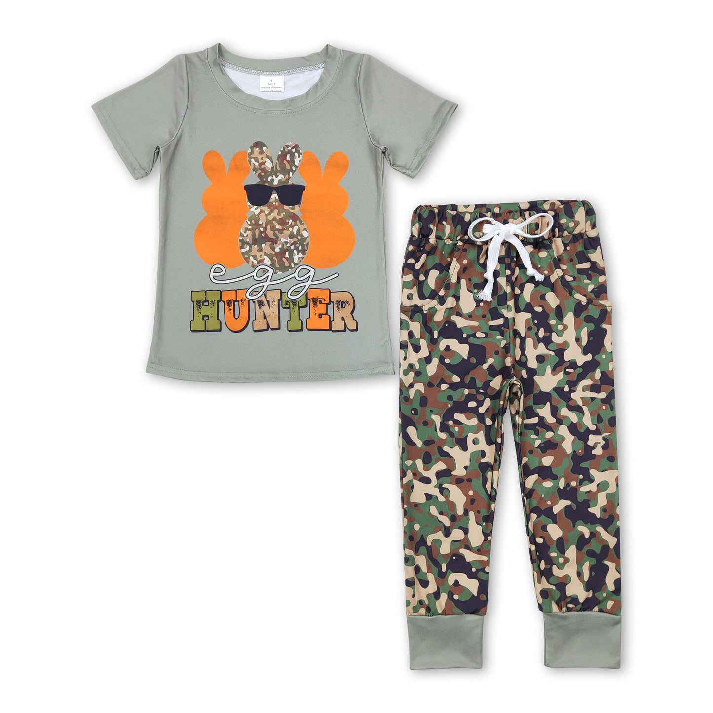 Egg hunter top camo pants boy easter outfits