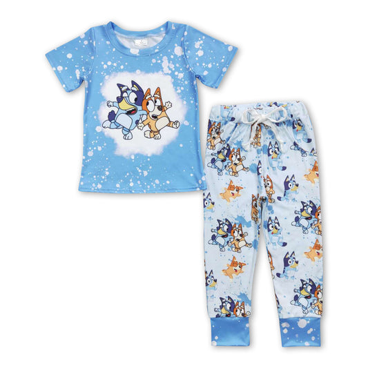 Blue bleached dogs cute kids boys clothes