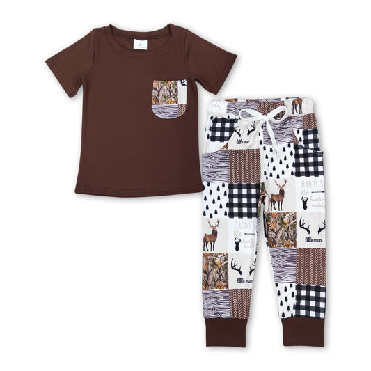 Brown pocket daddy's little hunting buddy boy clothes