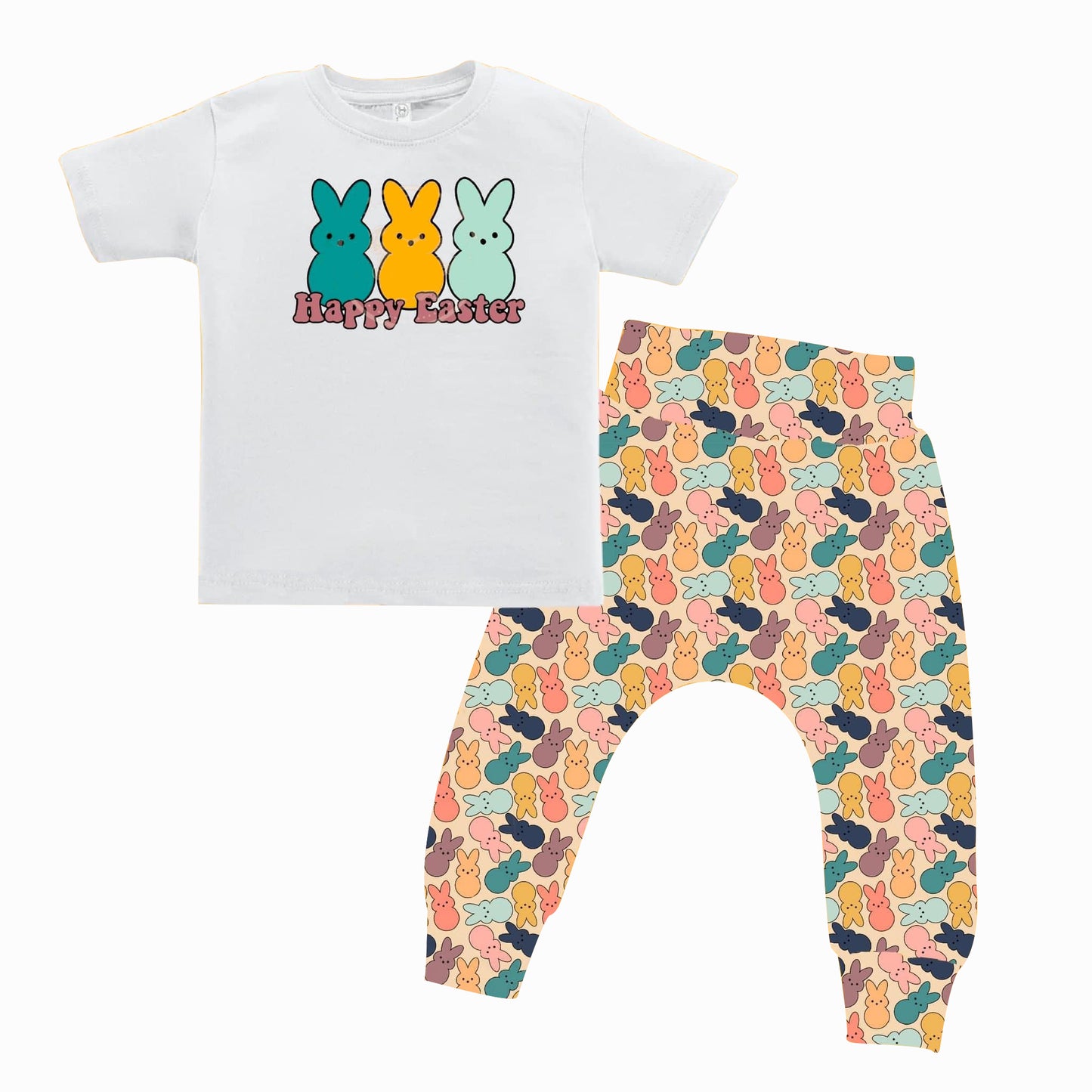 Happy easter top bunny pants baby kids clothes