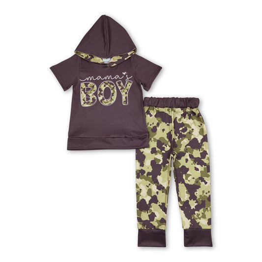 Mama's boy hoodie camo pants kids clothing set