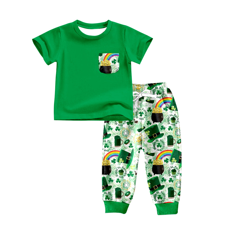 Green Happy st patrick's day kids boys outfits