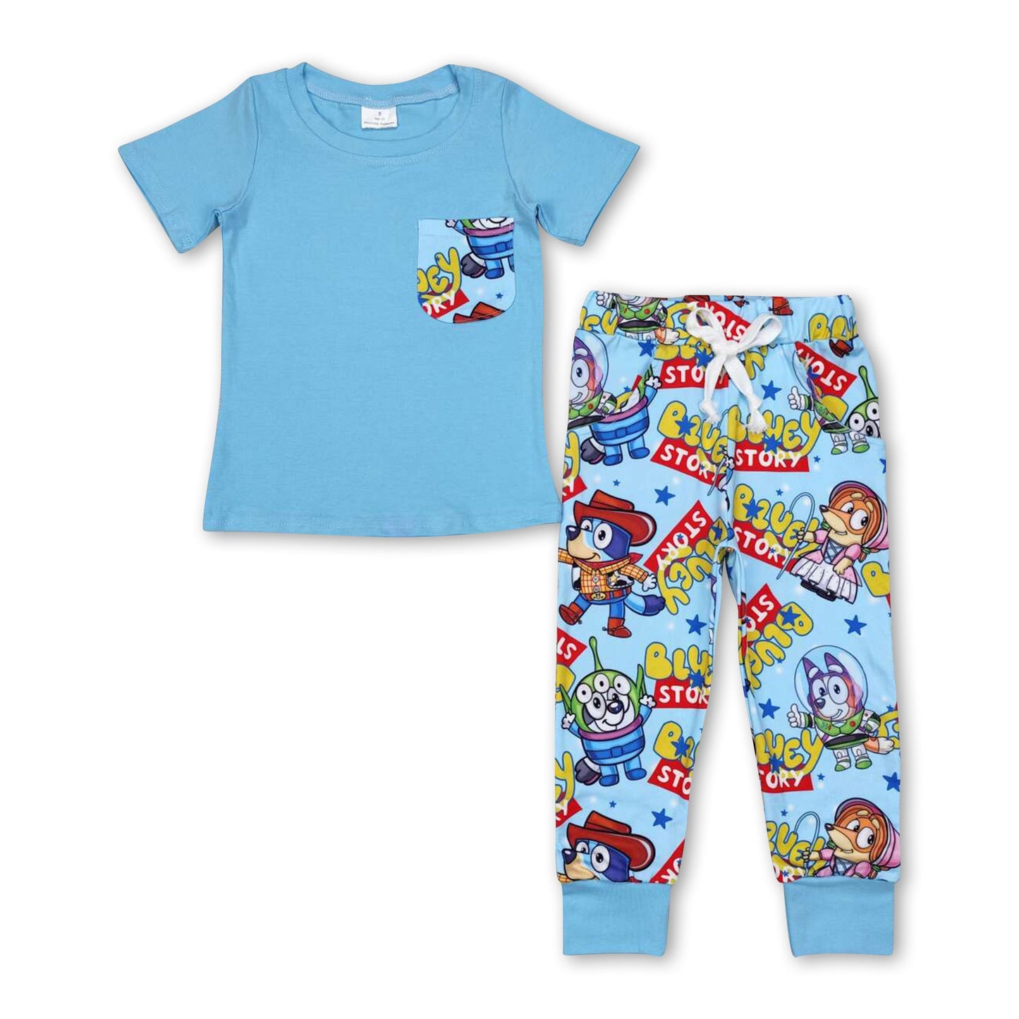 Blue pocket top dog toy pants boys clothing