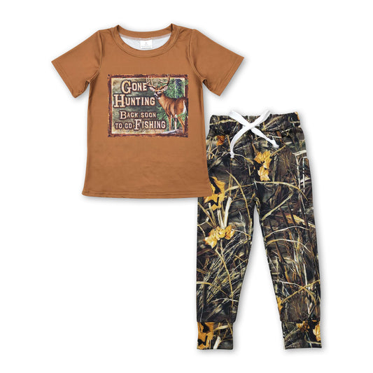 Gone hunting go fishing deer camo boys clothing