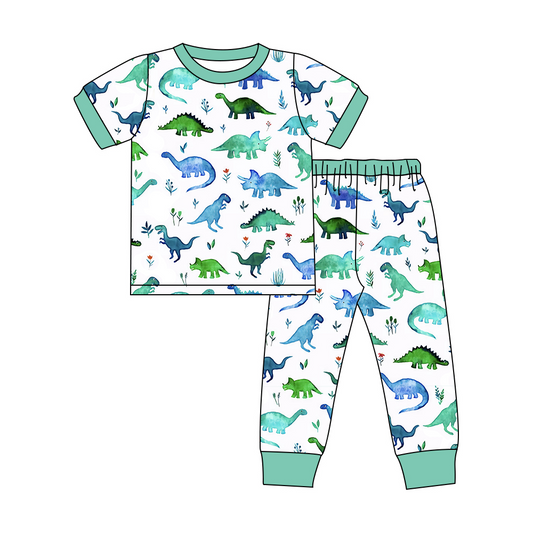 Short sleeves dinosaur top pants toddler boy pajamas