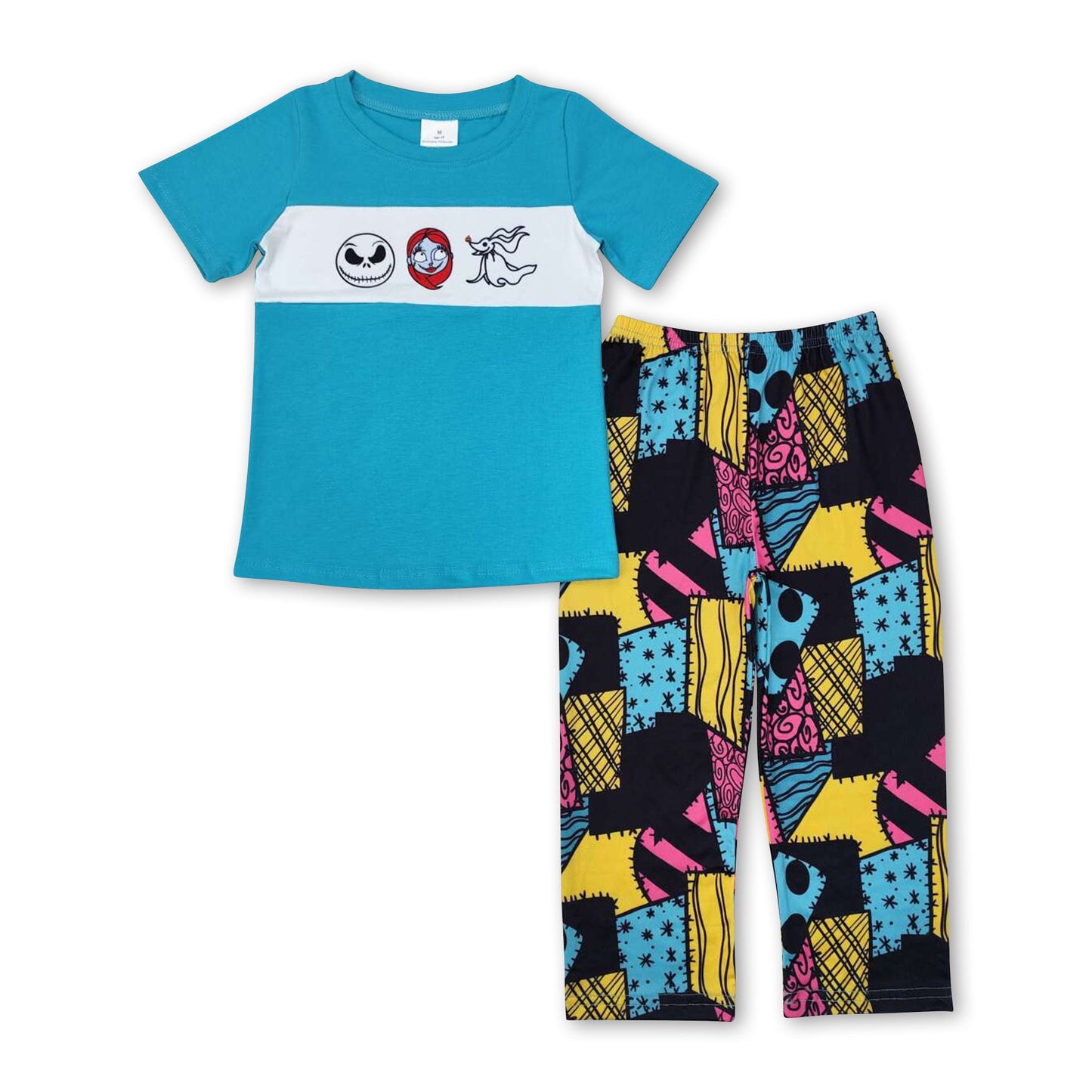 Short sleeves top patchwork pants boys Halloween set