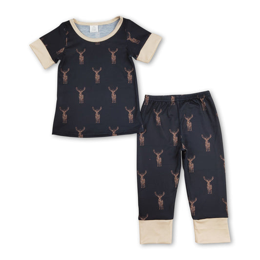 Short sleeves deer kids boys bamboo pajamas