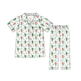 Short sleeves Christmas adult men button down pajamas