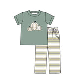 Short sleeves pumpkin top stripe pants boys fall clothes