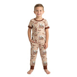 Brown short sleeves deer turkey kids boys pajamas