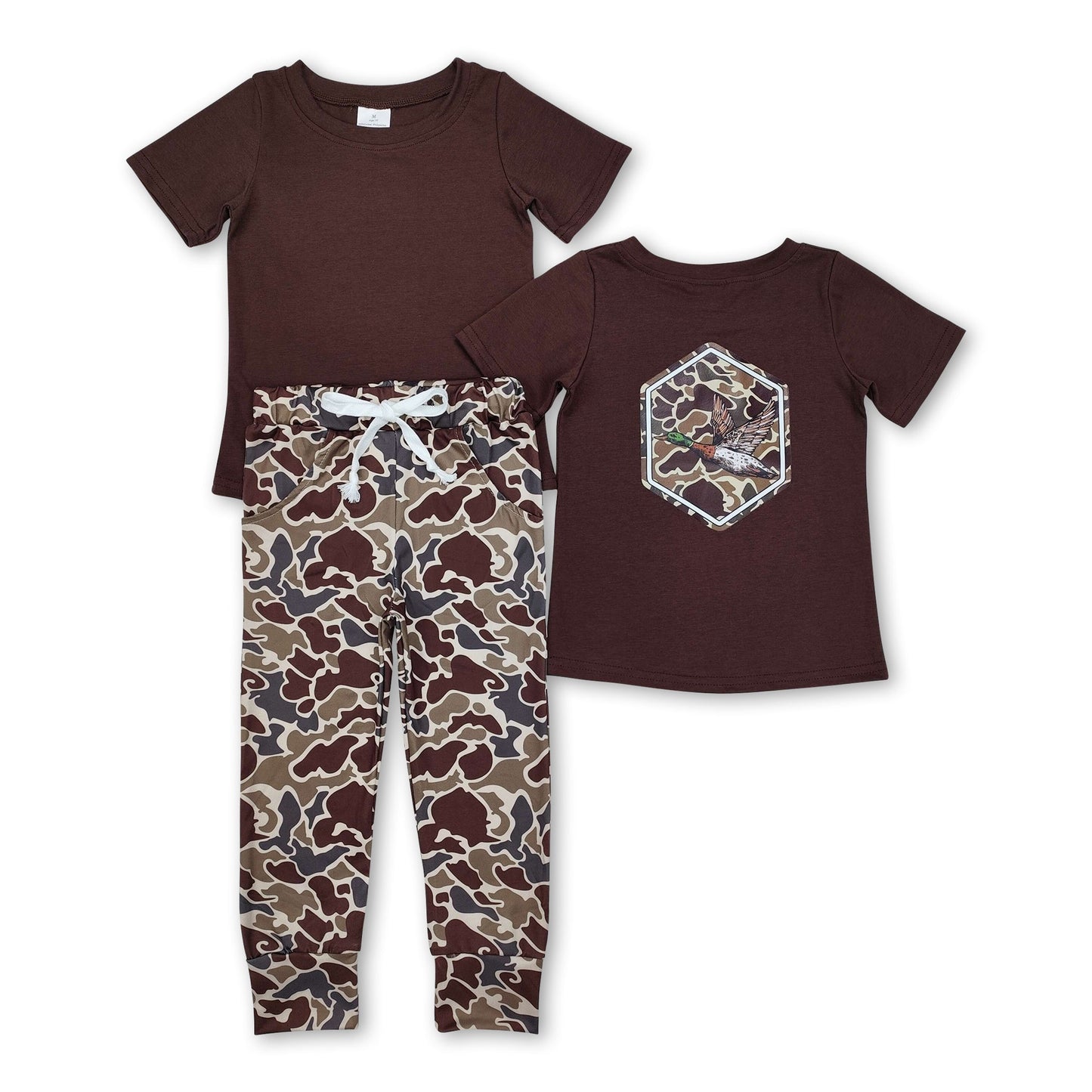 Brown camo duck top pants kids boys clothing