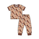 Short sleeves horse cactus boots baby kids western pajamas