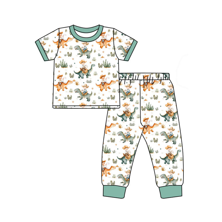 Short sleeves dinosaur top pants kids boys clothes