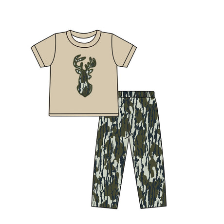 Short sleeves camo deer top pants boys clothes