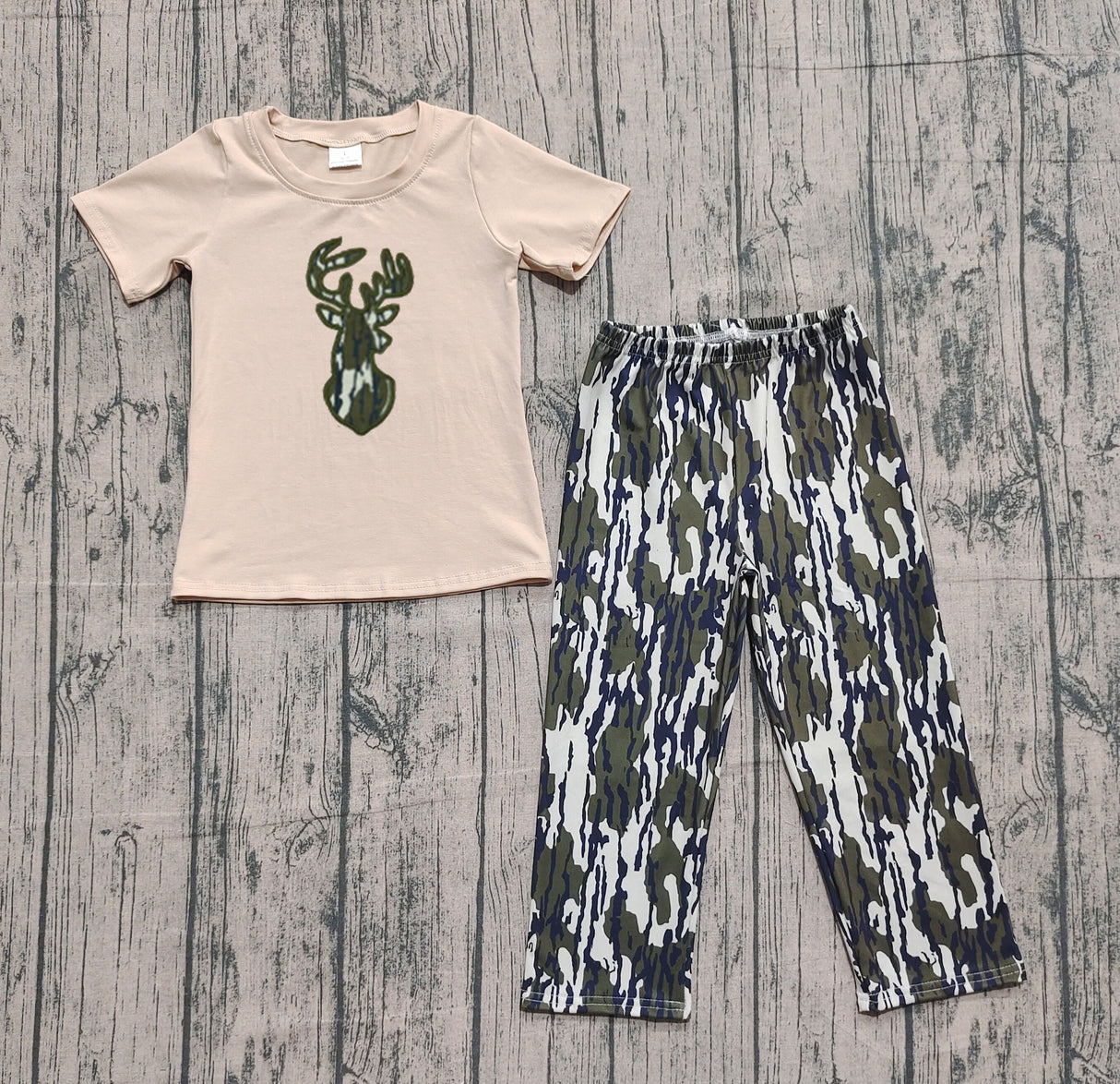 Short sleeves camo deer top pants boys clothes