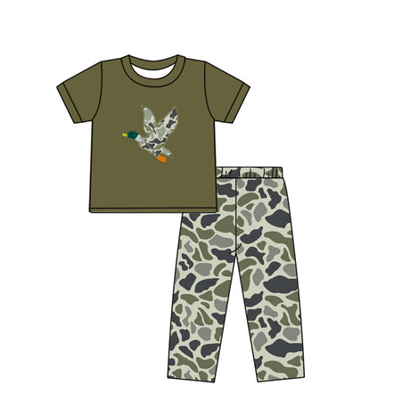 Short sleeves camo duck top pants boys clothes