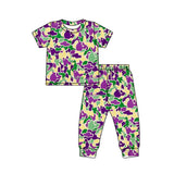 Purple yellow green camo boy Mardi Gras pajamas