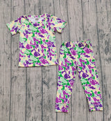 Purple yellow green camo boy Mardi Gras pajamas