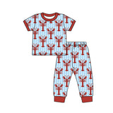 blue plaid red crab boy outfits