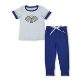 Stripe pickleball embroidery top pants boys clothing set