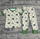 Green short sleeves duck top pants boys pajamas