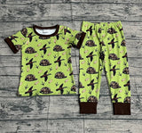 Green short sleeves camo hat duck baby boys pajamas