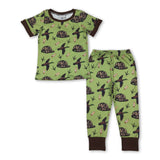 Green short sleeves camo hat duck baby boys pajamas
